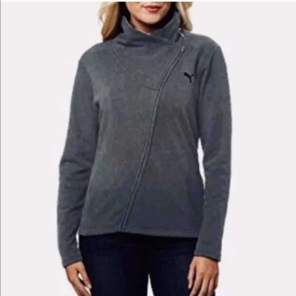 Puma Asymmetrical Dark Grey Zipper Sweatshirt Jacket